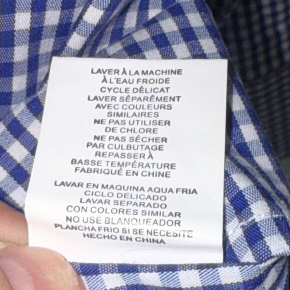 Nick Graham Dress Shirt Stretch Modern Fit Blue Plaid w/Tie 16 16 1/2 32-33 Lg - Picture 10 of 10